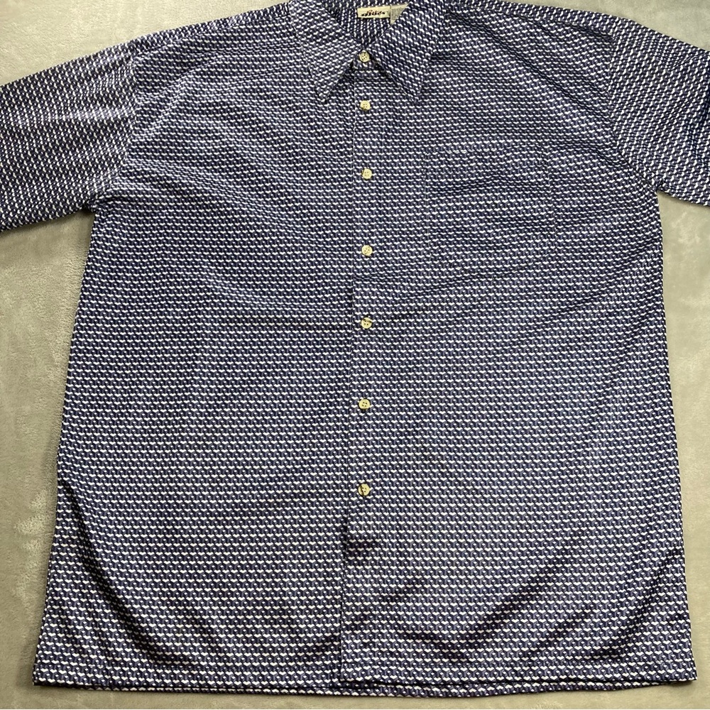 Retro Blues Western Cowboy Button Down Shirt Long Sleeve Men Sz XL Geometric - Picture 2 of 8